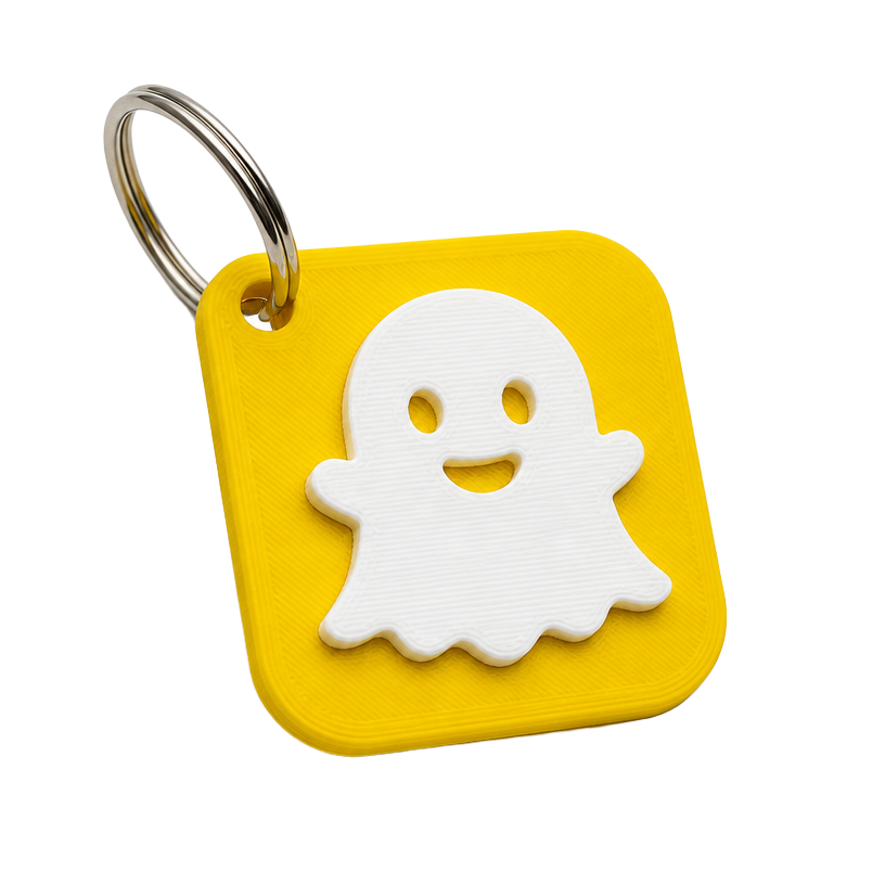 3D printed NFC keychain tag with a ghost icon